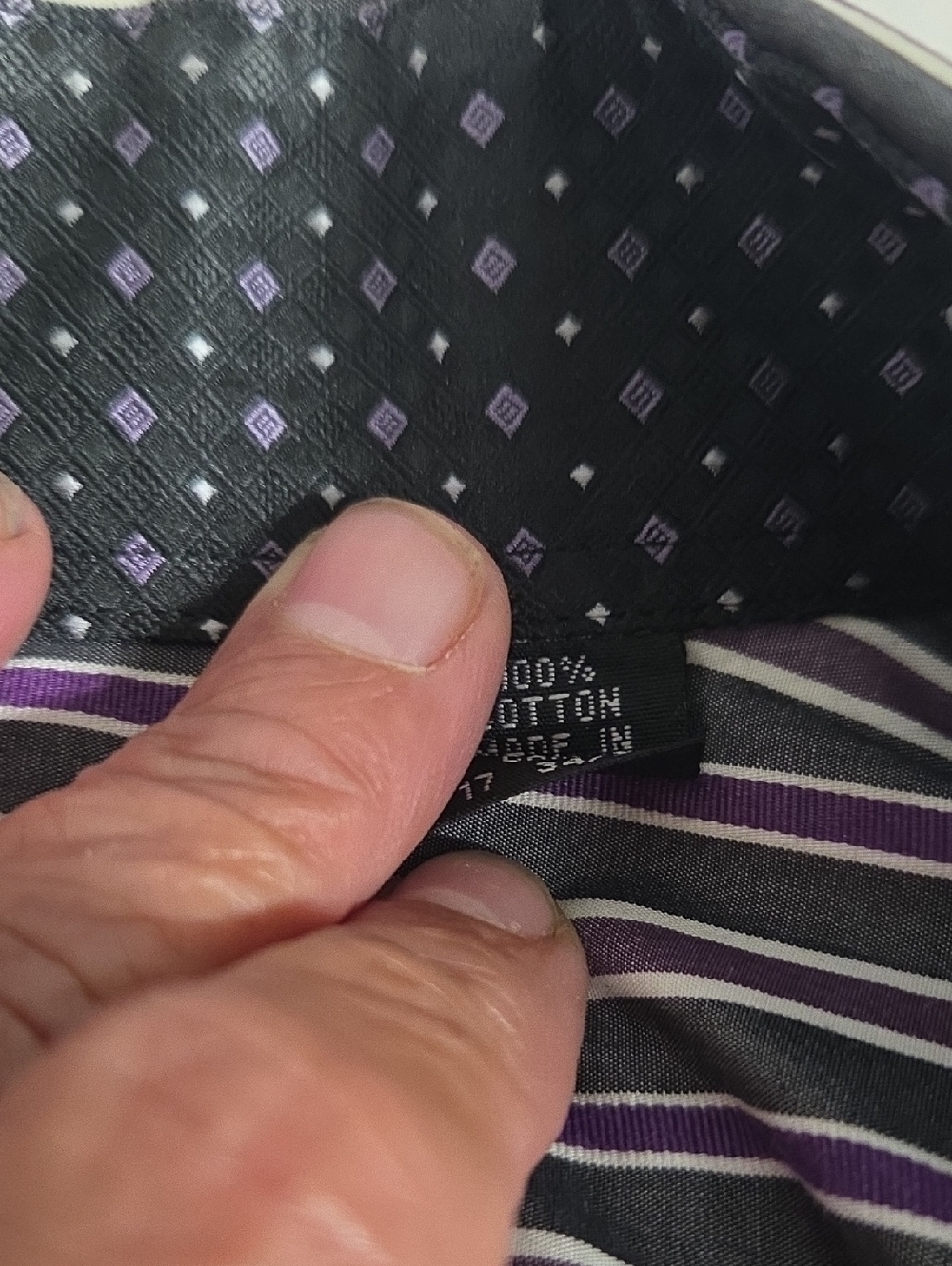 Men's Striped Purple Shirt English Laundry Sz 17 - Picture 5 of 6